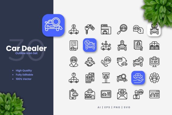 Car Dealer Icons Graphics Review