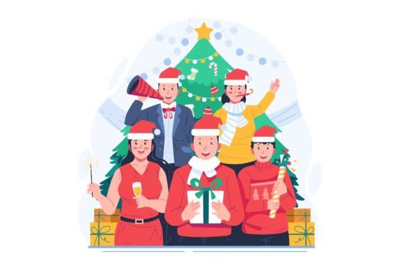 Christmas Party and New Year Celebration Graphics and Illustrations