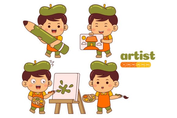 Cute Artist Boy Vector Pack 01 Graphics and Illustrations Review