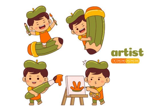 Cute Artist Boy Vector Pack 02: Graphics and Illustrations for Brand Storytelling