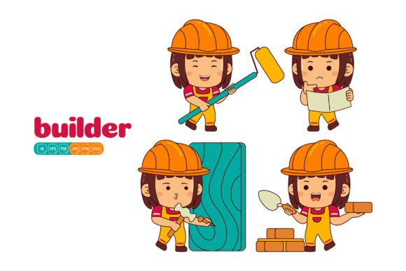 Cute Builder Girl Vector Pack 01 Graphics and Illustrations Review