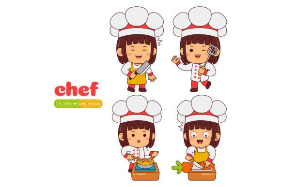 Cute Chef Girl Vector Pack 02: Graphics and Illustrations for Food Blogs