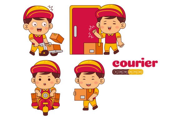 Cute Courier Boy Vector Pack 02 Graphics and Illustrations Review