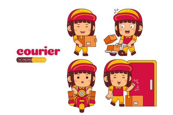 Cute Courier Girl Vector Pack 01 Graphics and Illustrations Review