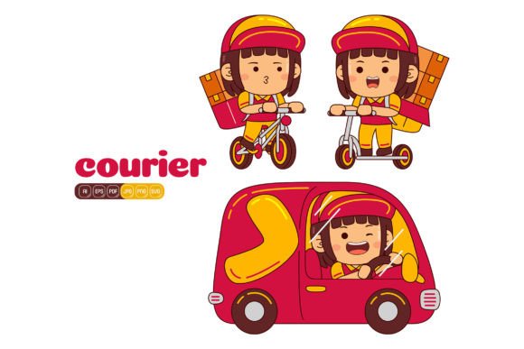Cute Courier Girl Vector Pack 02: Graphics and Illustrations for Sellers