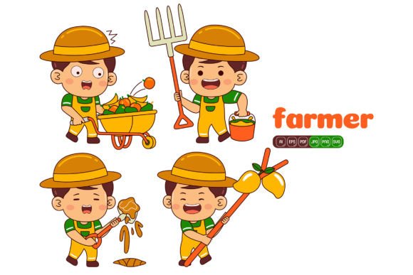 Cute Farmer Boy Vector Pack 01 Graphics and Illustrations Review