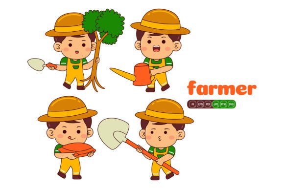 Cute Farmer Boy Vector Pack 02 Graphics and Illustrations Review
