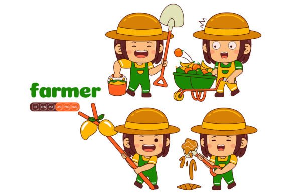 Cute Farmer Girl Vector Pack 02 Graphics and Illustrations Review
