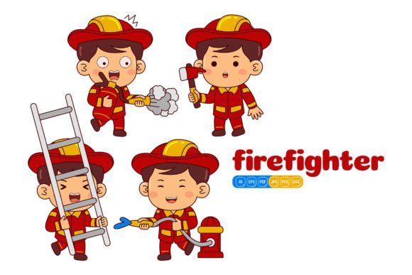Cute Firefighter Boy Vector Pack 02: Essential Graphics and Illustrations for Modern Blogs