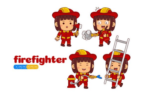 Cute Firefighter Girl Vector Pack 01 Graphics and Illustrations Review