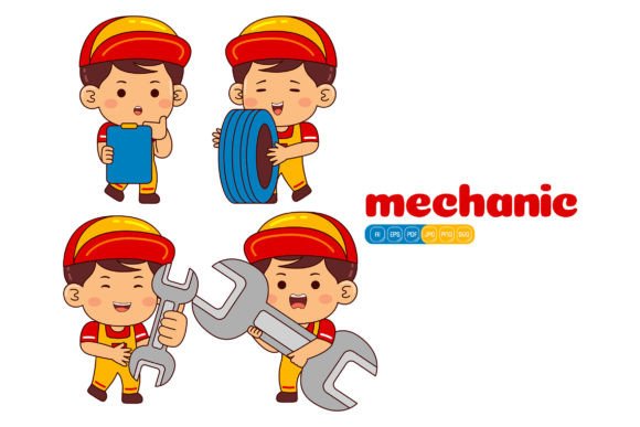 Cute Mechanic Boy Vector Pack 01 Graphics and Illustrations Review
