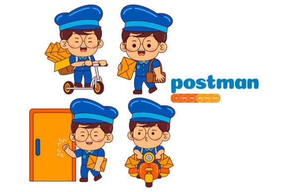 Cute Postman Boy Vector Pack 02 Graphics and Illustrations Review
