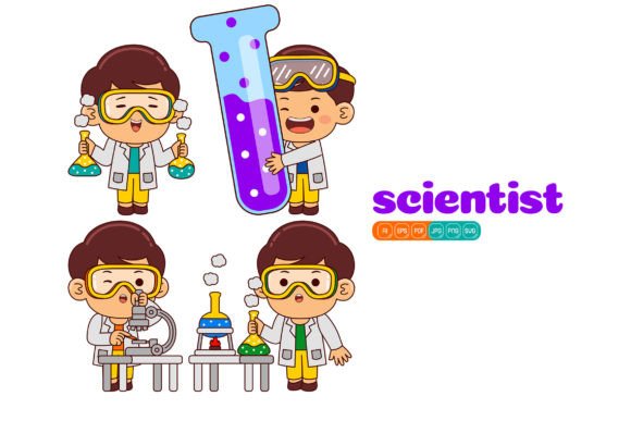 Cute Scientist Boy Vector Pack 01 Graphics and Illustrations Review