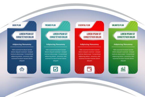Four Step Rectangle Infographic Graphics and Infographics