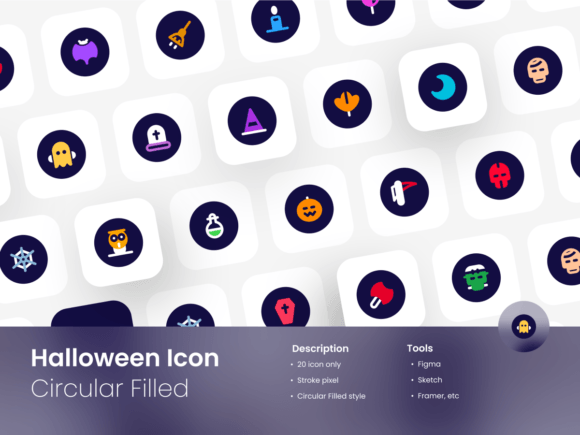 Halloween Icon Set Circular Filled Style: Graphics & Ux And Ui Kits