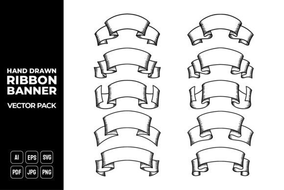 Hand Drawn Ribbon Banner Vector Pack 21 Graphics Review