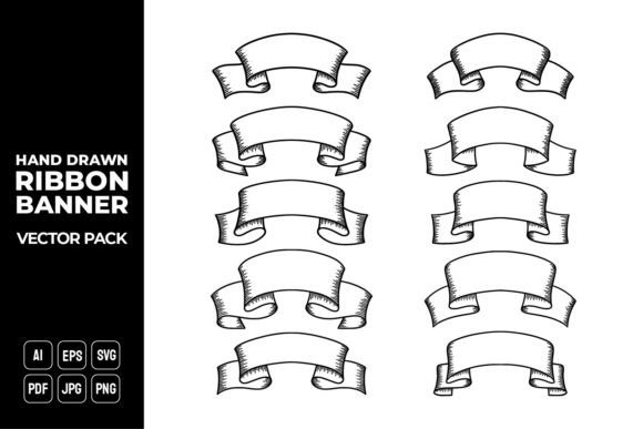 Hand Drawn Ribbon Banner Vector Pack 22 Graphics Review