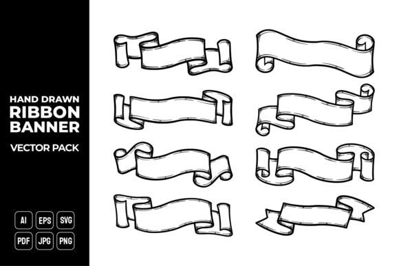Hand Drawn Ribbon Banner Vector Pack 25 Graphics Review