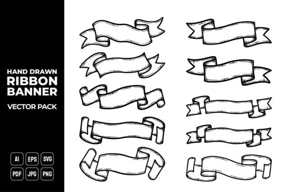 Hand Drawn Ribbon Banner Vector Pack 26 Graphics Review