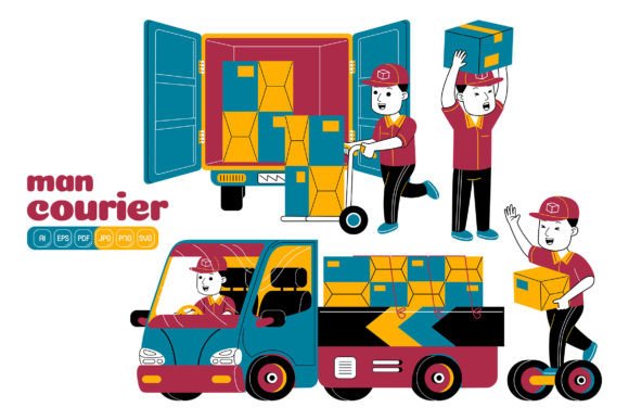 Man Courier Vector Pack 04 Graphics and Illustrations Review