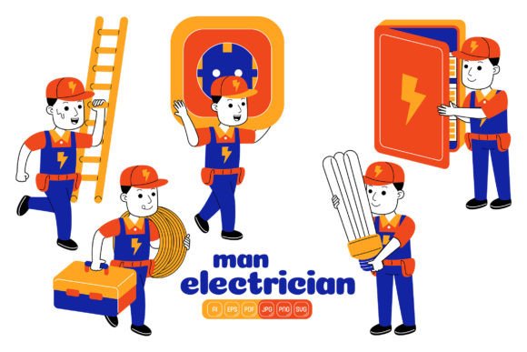 Man Electrician Vector Pack 02 Graphics and Illustrations Review