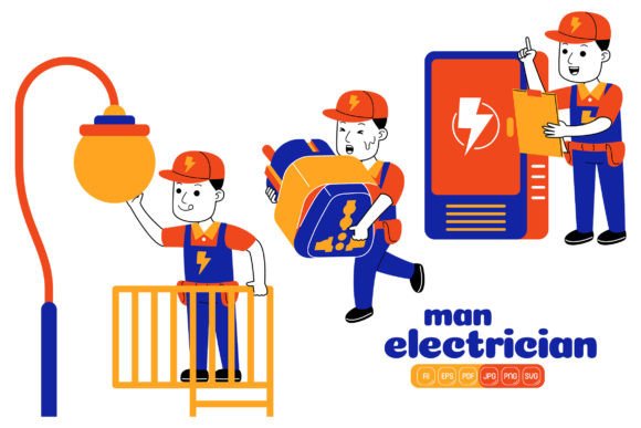 Man Electrician Vector Pack 05 Graphics and Illustrations Review