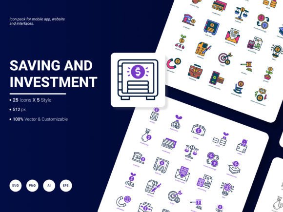Saving and Investment Icon Pack: Modern Graphics for Brand Identity