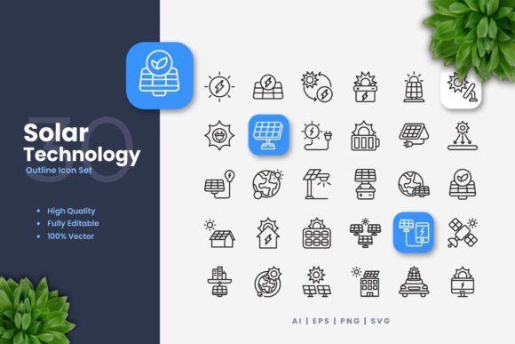 Solar Technology Icons Graphics Review