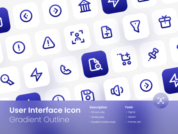 User Interface Icon Set Gradient Outline: Graphics for Ux And Ui Kits