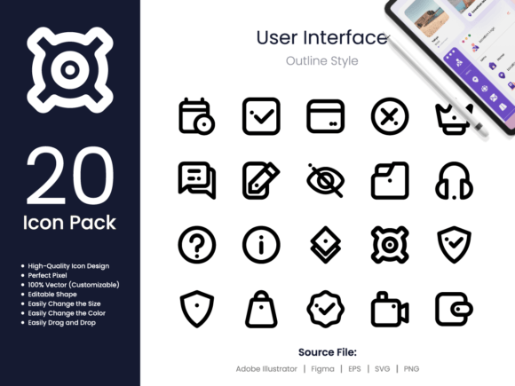 User Interface Icon Set Outline Style Graphics in Ux And Ui Kits