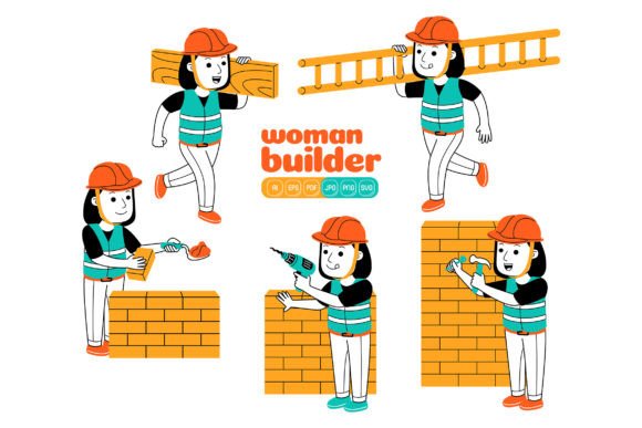 Woman Builder Vector Pack 01: Graphics and Illustrations for Sellers