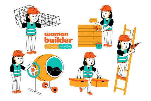 Woman Builder Vector Pack 04: Essential Graphics and Illustrations for Modern Design