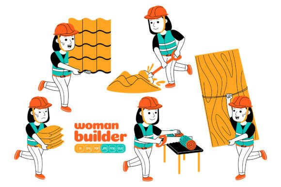 Woman Builder Vector Pack 05: Essential Graphics and Illustrations for Publishers