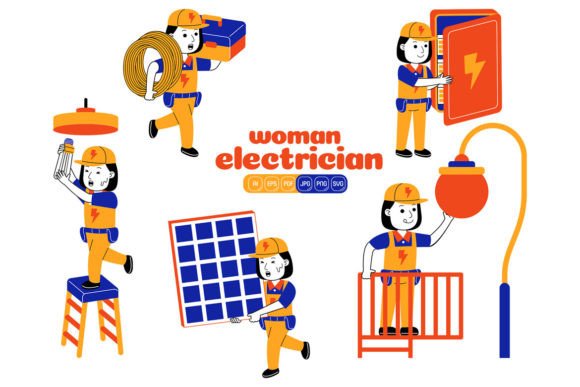 Woman Electrician Vector Pack 02: Graphics and Illustrations Review